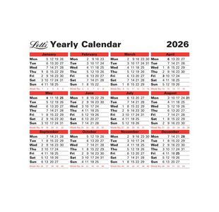 Letts Yearly Calendar 2026 26-TYC