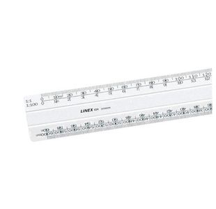 Linex Flat Scale Ruler 1:1 1:20-500 30cm White LXH 434