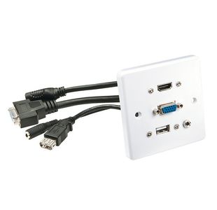 Lindy Multi AV Faceplate HDMI VGA USB Audio White 60220