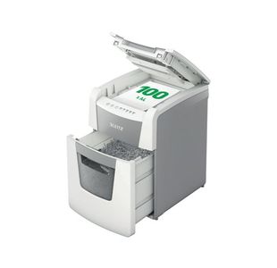 Leitz IQ Autofeed Small Office 100 Automatic Cross-Cut Paper Shredder P-4 White 80111000