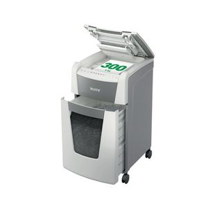 Leitz IQ Autofeed Office 300 Cross-Cut P-4 Shredder White 80151000