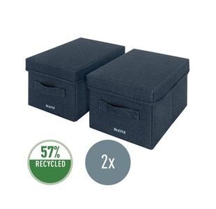 Leitz Fabric Storage Box with Lid Twinpack Small Grey 61460089