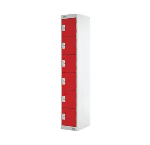 Six Compartment Locker 300x300x1800mm Red Door MC00035