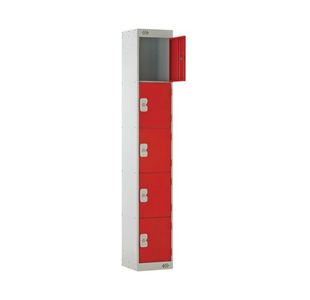 Five Compartment Locker 300x450x1800mm Red Door MC00065