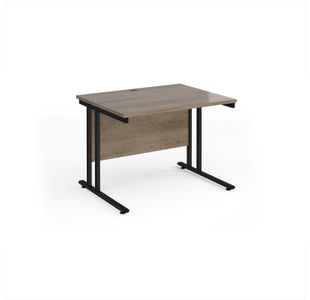 Maestro 25 straight desk 1000mm x 800mm - black cantilever leg frame, Nebraska oak top