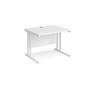 Maestro 25 straight desk 1000mm x 800mm - white cantilever leg frame, white top