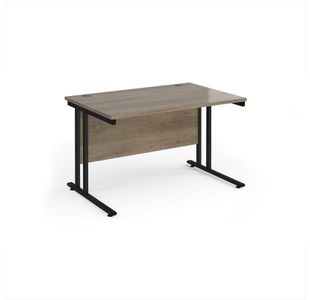 Maestro 25 straight desk 1200mm x 800mm - black cantilever leg frame, Nebraska oak top