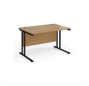 Maestro 25 straight desk 1200mm x 800mm - black cantilever leg frame, oak top