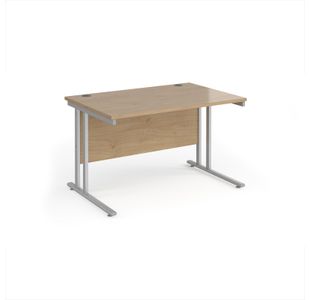 Maestro 25 straight desk 1200mm x 800mm - silver cantilever leg frame, Kendal oak top
