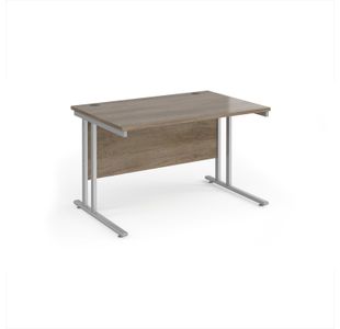 Maestro 25 straight desk 1200mm x 800mm - silver cantilever leg frame, Nebraska oak top