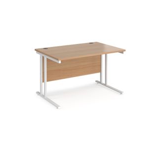 Maestro 25 straight desk 1200mm x 800mm - white cantilever leg frame, beech top