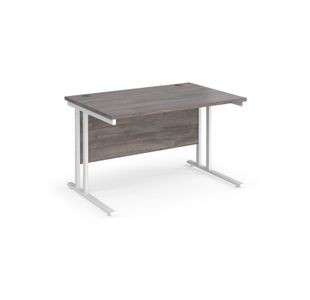 Maestro 25 straight desk 1200mm x 800mm - white cantilever leg frame, grey oak top
