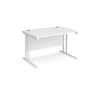 Maestro 25 straight desk 1200mm x 800mm - white cantilever leg frame, white top