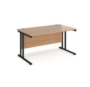 Maestro 25 straight desk 1400mm x 800mm - black cantilever leg frame, beech top