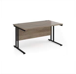 Maestro 25 straight desk 1400mm x 800mm - black cantilever leg frame, Nebraska oak top