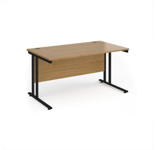 Maestro 25 straight desk 1400mm x 800mm - black cantilever leg frame, oak top