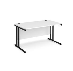 Maestro 25 straight desk 1400mm x 800mm - black cantilever leg frame, white top