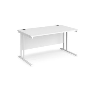 Maestro 25 straight desk 1400mm x 800mm - white cantilever leg frame, white top