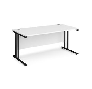 Maestro 25 straight desk 1600mm x 800mm - black cantilever leg frame, white top