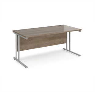 Maestro 25 straight desk 1600mm x 800mm - silver cantilever leg frame, Nebraska oak top