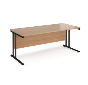 Maestro 25 straight desk 1800mm x 800mm - black cantilever leg frame, beech top