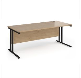 Maestro 25 straight desk 1800mm x 800mm - black cantilever leg frame, Kendal oak top