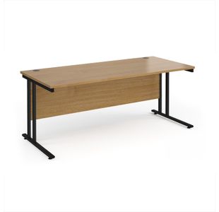 Maestro 25 straight desk 1800mm x 800mm - black cantilever leg frame, oak top