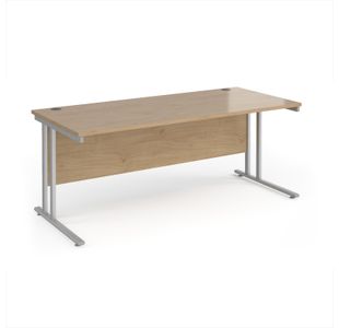 Maestro 25 straight desk 1800mm x 800mm - silver cantilever leg frame, Kendal oak top