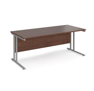 Maestro 25 straight desk 1800mm x 800mm - silver cantilever leg frame, walnut top