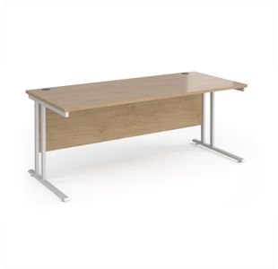 Maestro 25 straight desk 1800mm x 800mm - white cantilever leg frame, Kendal oak top