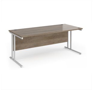 Maestro 25 straight desk 1800mm x 800mm - white cantilever leg frame, Nebraska oak top
