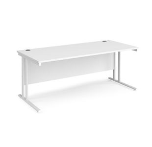Maestro 25 straight desk 1800mm x 800mm - white cantilever leg frame, white top
