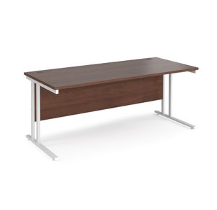 Maestro 25 straight desk 1800mm x 800mm - white cantilever leg frame, walnut top
