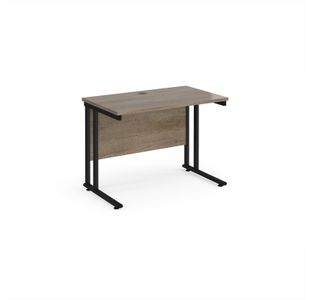 Maestro 25 straight desk 1000mm x 600mm - black cantilever leg frame, Nebraska oak top