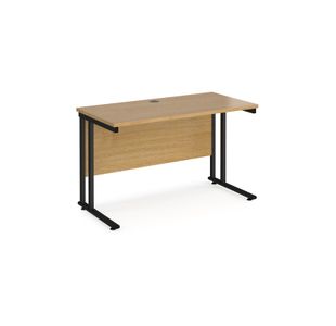 Maestro 25 straight desk 1200mm x 600mm - black cantilever leg frame, oak top