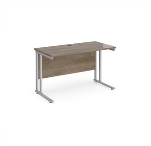 Maestro 25 straight desk 1200mm x 600mm - silver cantilever leg frame, Nebraska oak top
