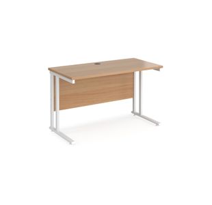 Maestro 25 straight desk 1200mm x 600mm - white cantilever leg frame, beech top