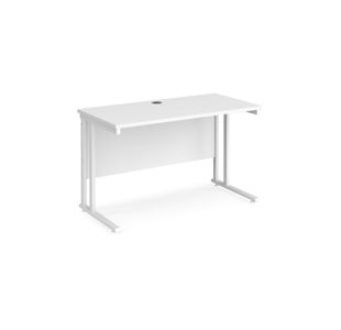 Maestro 25 straight desk 1200mm x 600mm - white cantilever leg frame, white top
