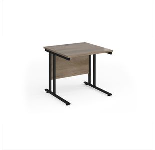 Maestro 25 straight desk 800mm x 800mm - black cantilever leg frame, Nebraska oak top
