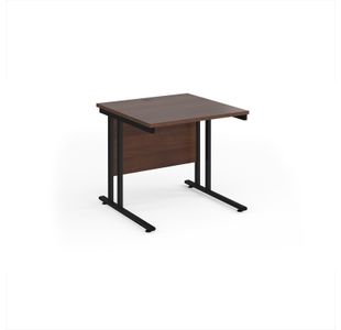 Maestro 25 straight desk 800mm x 800mm - black cantilever leg frame, walnut top