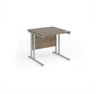 Maestro 25 straight desk 800mm x 800mm - silver cantilever leg frame, Nebraska oak top
