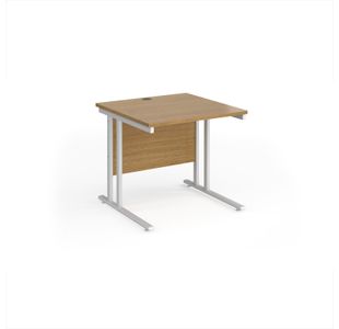 Maestro 25 straight desk 800mm x 800mm - white cantilever leg frame, oak top