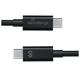 MediaRange USB Type C Cable Charge and Sync USB 3.0 5Gbit 60W Max 1.2m Black MRCS213