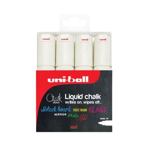 Uni-Ball PWE-8K Chalk Marker Chisel Broad White (Pack of 4) 153494344