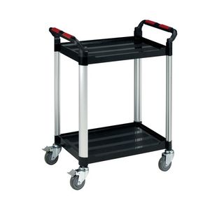 Barton Black and Silver 2 Shelf Standard Plastic Trolley White WHTT2SS