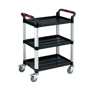 Barton Black and Silver 3 Shelf Standard Plastic Trolley White WHTT3SS