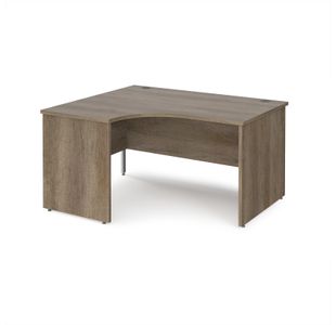 Maestro 25 left hand ergonomic desk 1400mm wide - nebraska oak top with panel end leg