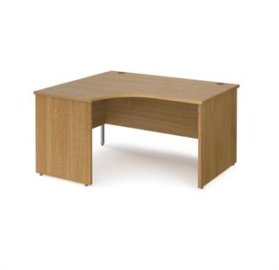 Maestro 25 left hand ergonomic desk 1400mm wide - oak top with panel end leg