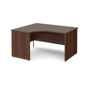 Maestro 25 left hand ergonomic desk 1400mm wide - walnut top with panel end leg