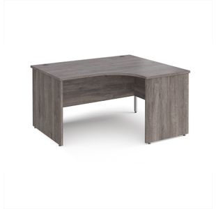 Maestro 25 right hand ergonomic desk 1400mm wide - grey oak top with panel end leg